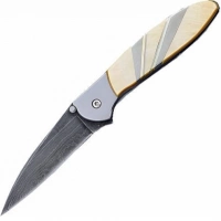 Полуавтоматический складной нож Santa Fe Kershaw Leek, дамасская сталь, рукоять сталь с накладкой из перламутра купить в Пензе