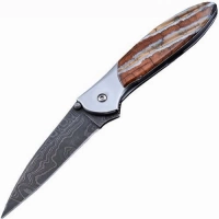 Полуавтоматический складной нож Santa Fe Kershaw Leek, дамасская сталь, рукоять сталь с накладкой из зуба мамонта купить в Пензе