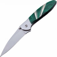 Полуавтоматический складной нож Santa Fe Kershaw Leek, сталь 14C28N, рукоять сталь с накладкой из малахита купить в Пензе