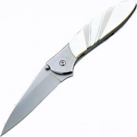 Полуавтоматический складной нож Santa Fe Kershaw Leek, сталь 14C28N, рукоять сталь с накладкой из перламутра купить в Пензе