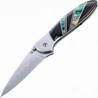 Полуавтоматический складной нож Santa Fe Kershaw Leek, сталь D2/14C28N, рукоять сталь с накладкой из зуба мамонта купить в Пензе