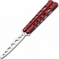 Тренировочный нож-бабочка (балисонг) Balisong Trainer, Boker Plus 01BO712, клинок из нержавеющей стали Zero-ground Plain (без заточки), рукоять стеклотекстолит G10, красный купить в Пензе