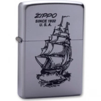 Зажигалка ZIPPO Boat-Zippo Satin Chrome, латунь с ник.-хром. покрыт., сереб., матовая, 36х56х12мм купить в Пензе