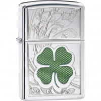 Зажигалка ZIPPO Classic «Клевер» с покрытием High Polish Chrome купить в Пензе